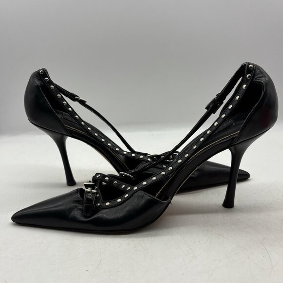 Steve Madden Studded Pumps Pointed Toe Black Leather US Size 7 M Y2K - Picture 3 of 15